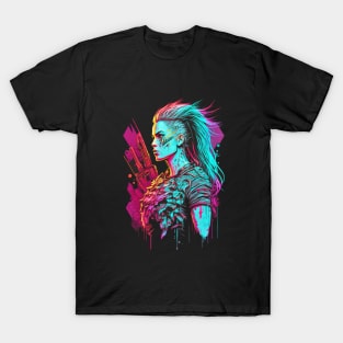 Neon Cyberpunk Viking - V1.16 T-Shirt